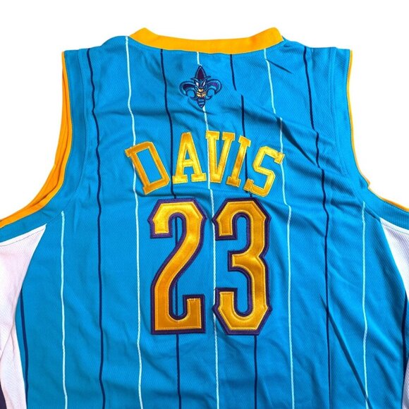 NWT Adidas Anthony Davis New Orleans Hornets #23 Jersey Blue Yellow Men's Size S - Picture 5 of 14